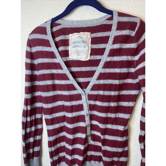 y2k 90s long button sweater Rabbit Hair wool stripe cardigan fitted L mossimo - Picture 4 of 11